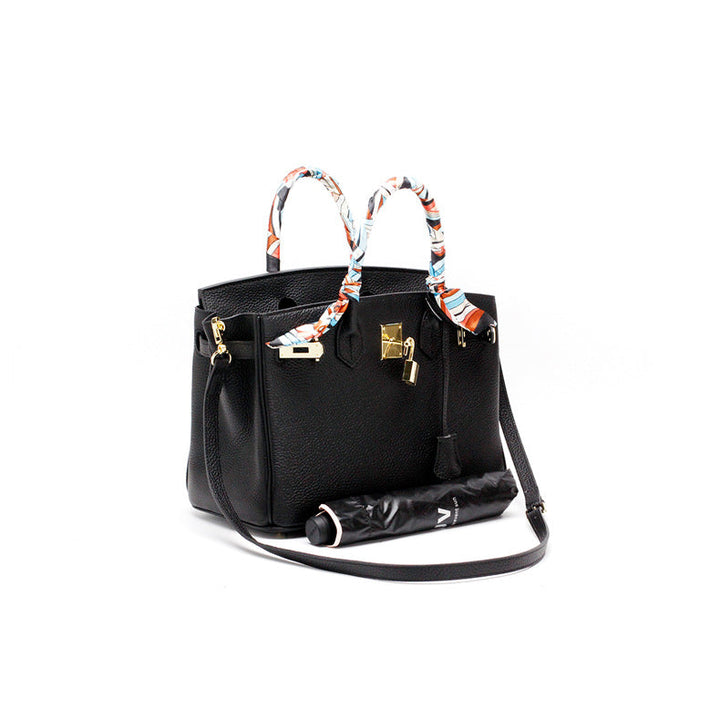 Top Handle Handbag with Turn Lock Closure for Women