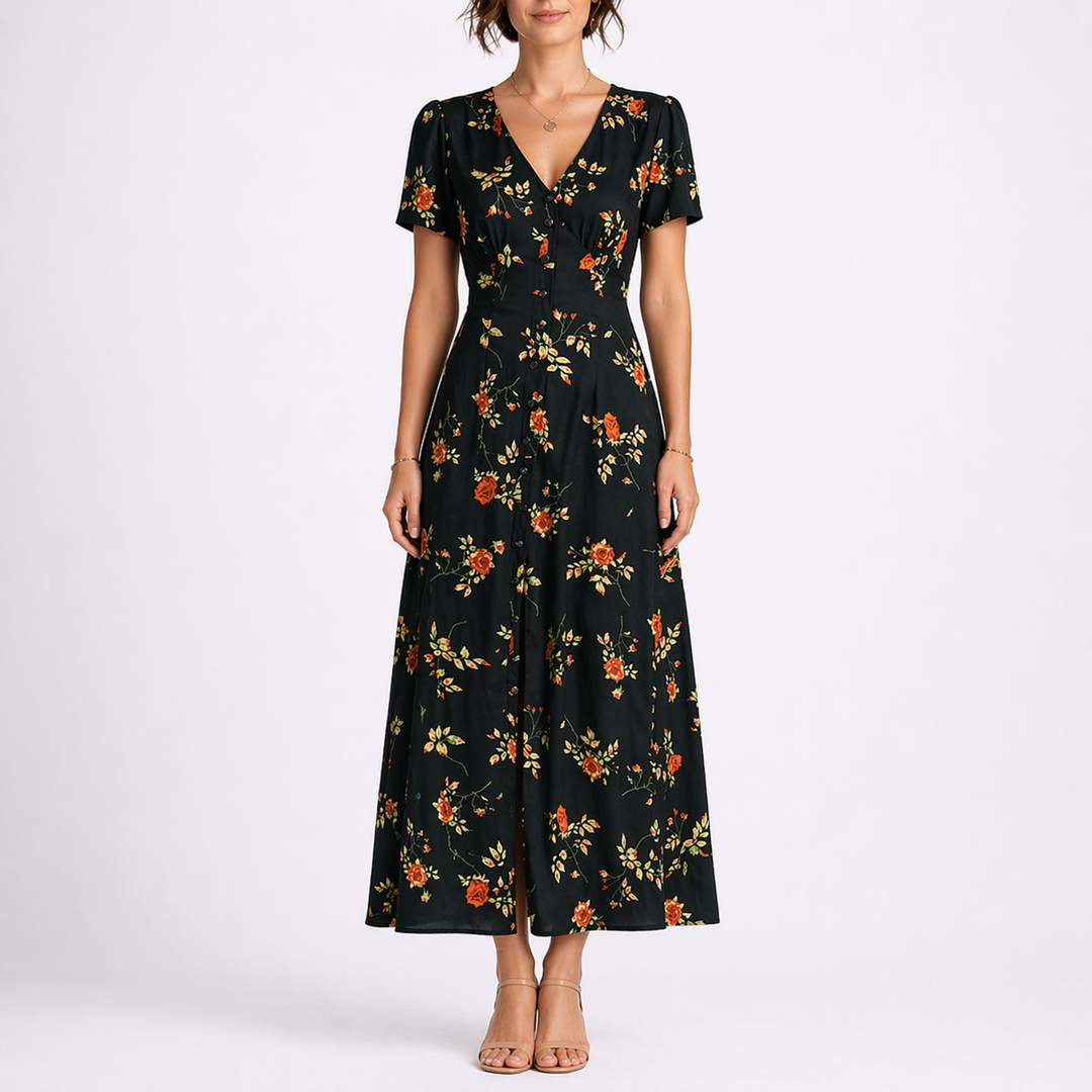 Midi Dress Floral Print Elegant Feminine Style