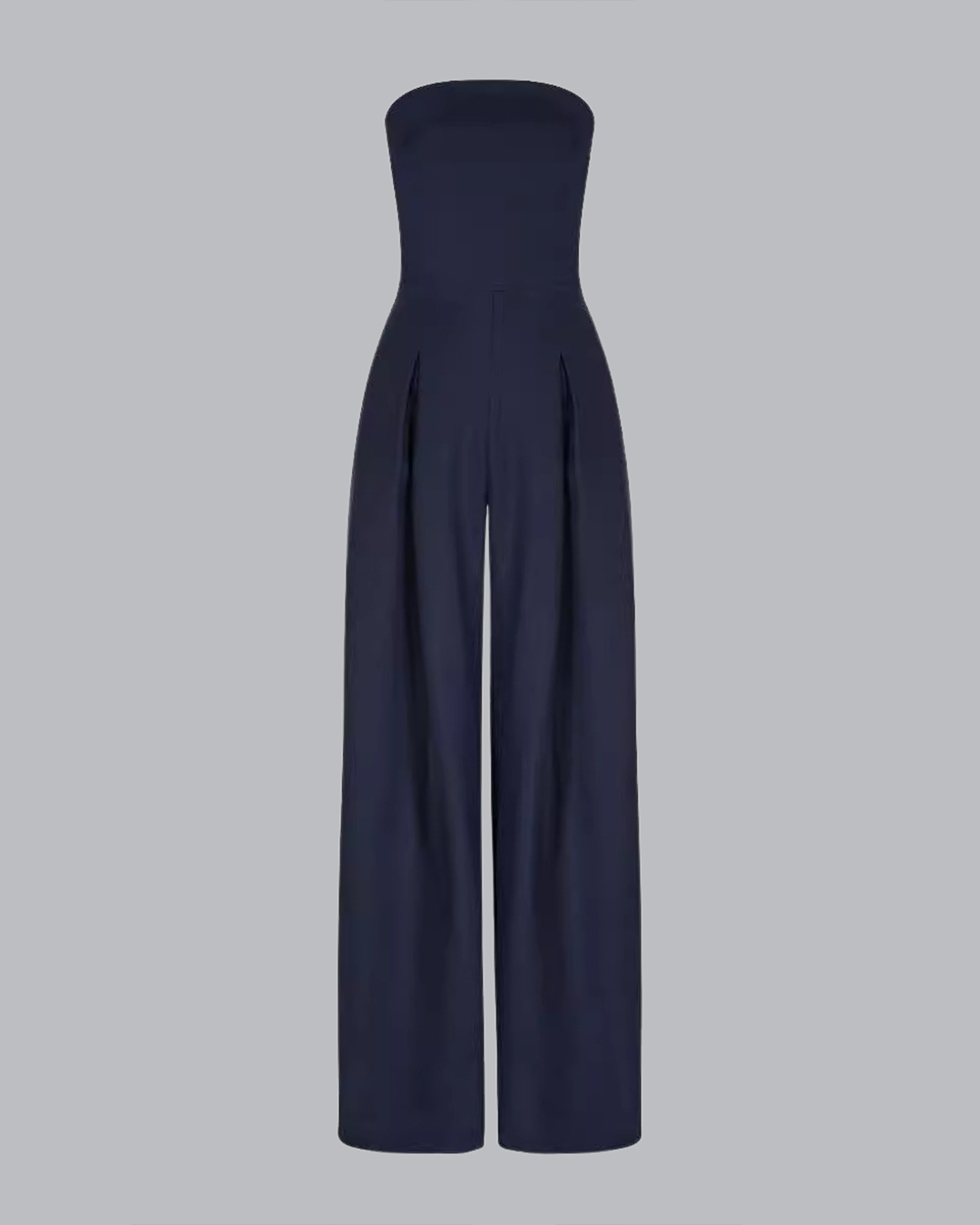 Strapless Jumpsuit Wide Leg Pockets Relaxed Fit Casual Style
