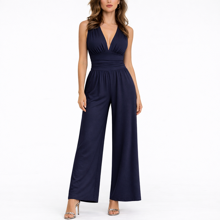 Jumpsuit Sleeveless Wide Leg Elegant Tailored Fit Evening Style