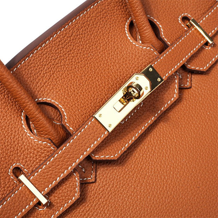 Top Handle Handbag with Turn Lock Closure for Women