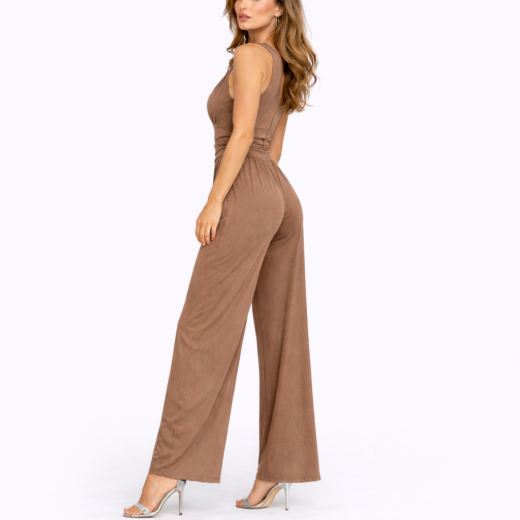 Jumpsuit Sleeveless Wide Leg Elegant Tailored Fit Evening Style