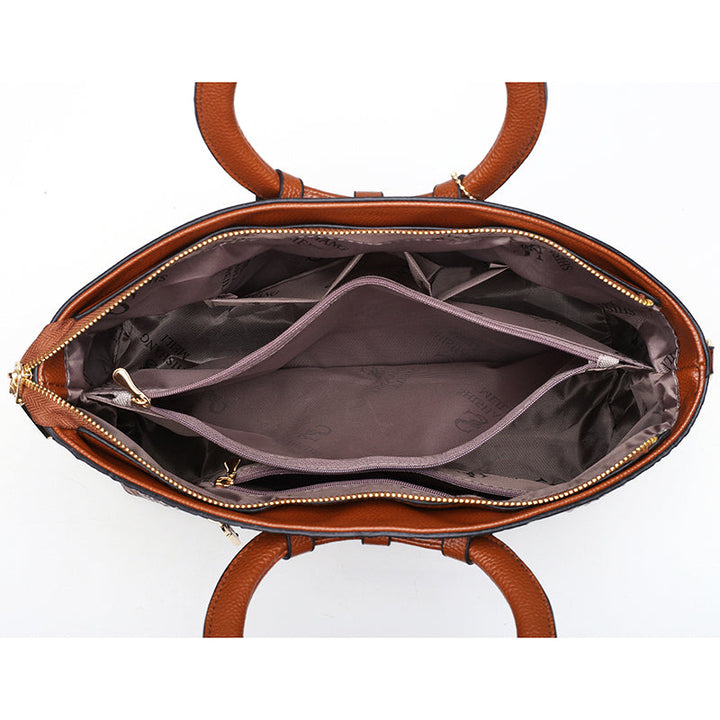 Croc Embossed Top Handle Handbag with Shoulder Strap for Women