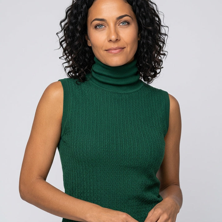 Top Sleeveless Turtleneck Slim Fit Stretch Minimal Style