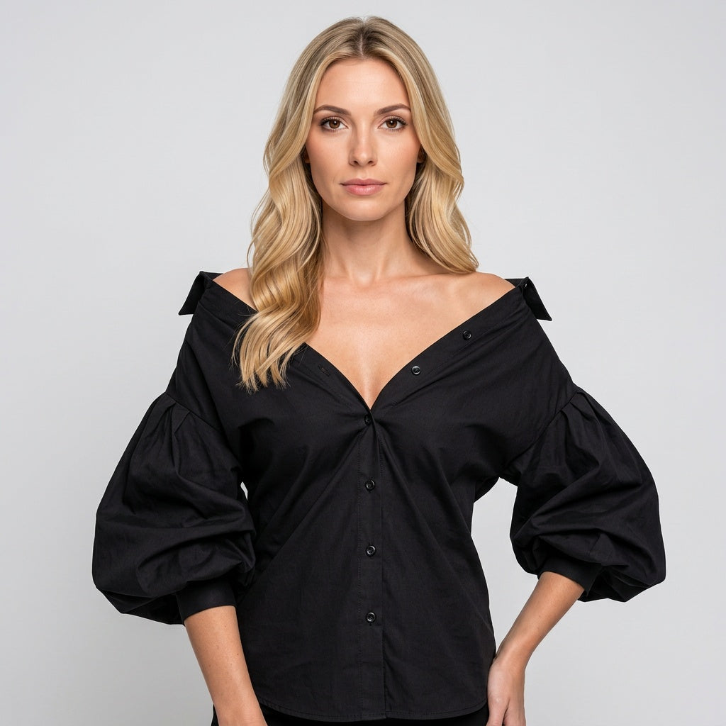 Blouse V Neck Oversized Fit Modern Style