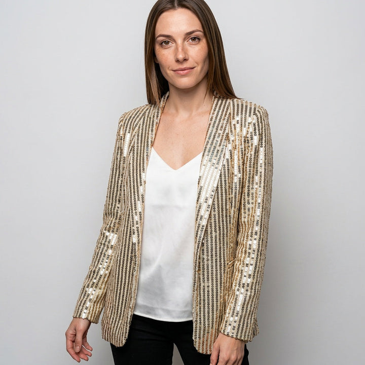 Blazer Glitter Detail Festive Glam Tailored Statement Style