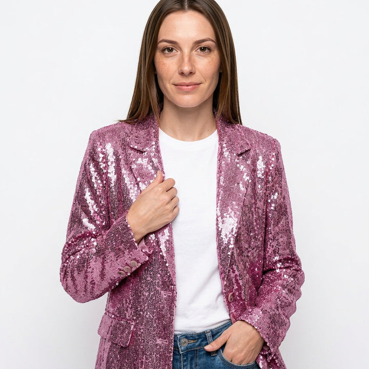 Blazer Glitter Detail Festive Glam Tailored Statement Style