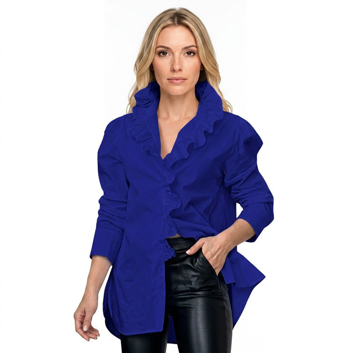 Blouse V Neck Tailored Fit Elegant Minimal Style