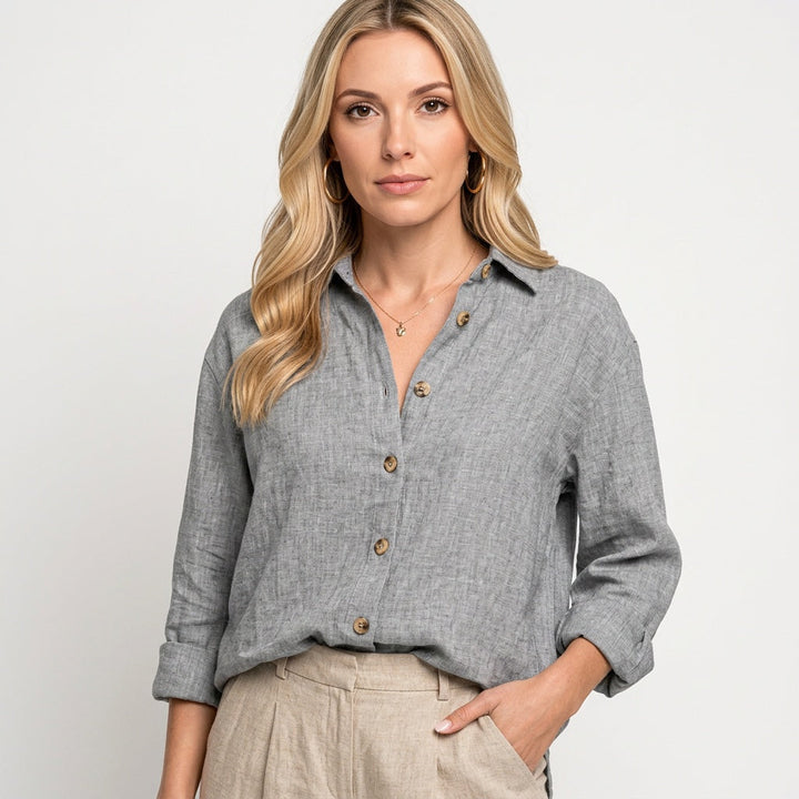 Blouse Button Closure Relaxed Fit Casual Style