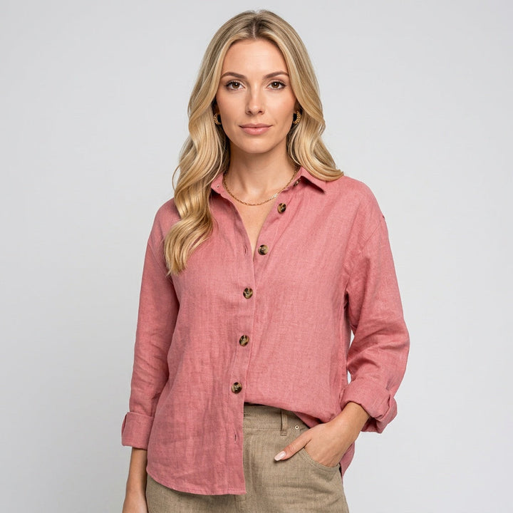 Blouse Button Closure Relaxed Fit Casual Style