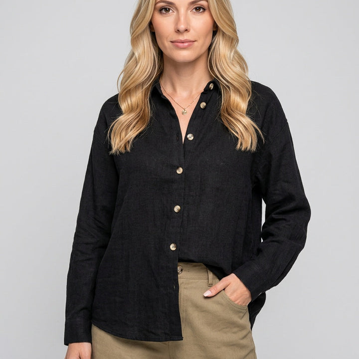 Blouse Button Closure Relaxed Fit Casual Style