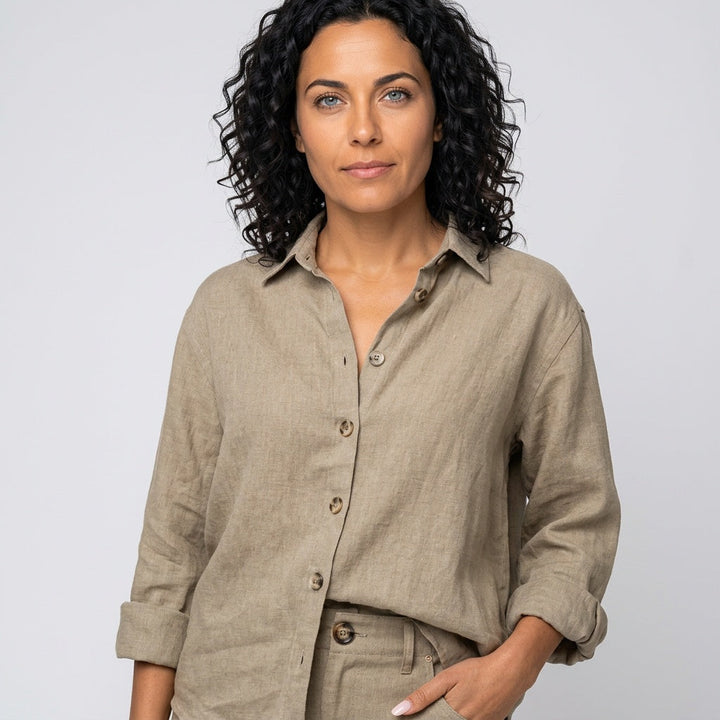 Blouse Button Closure Relaxed Fit Casual Style