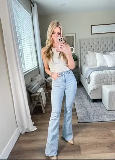 Jeans High Waist Relaxed Fit Straight Leg Casual Style