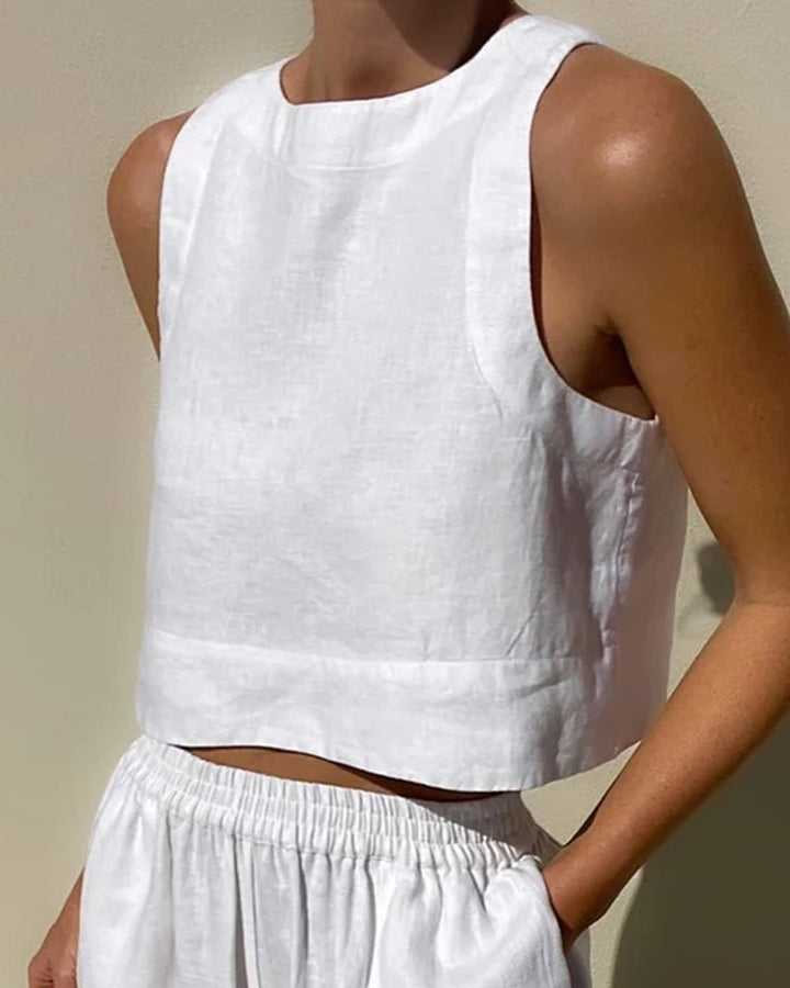 Two Piece Set Sleeveless Top Wide Leg Trousers Relaxed Summer Style