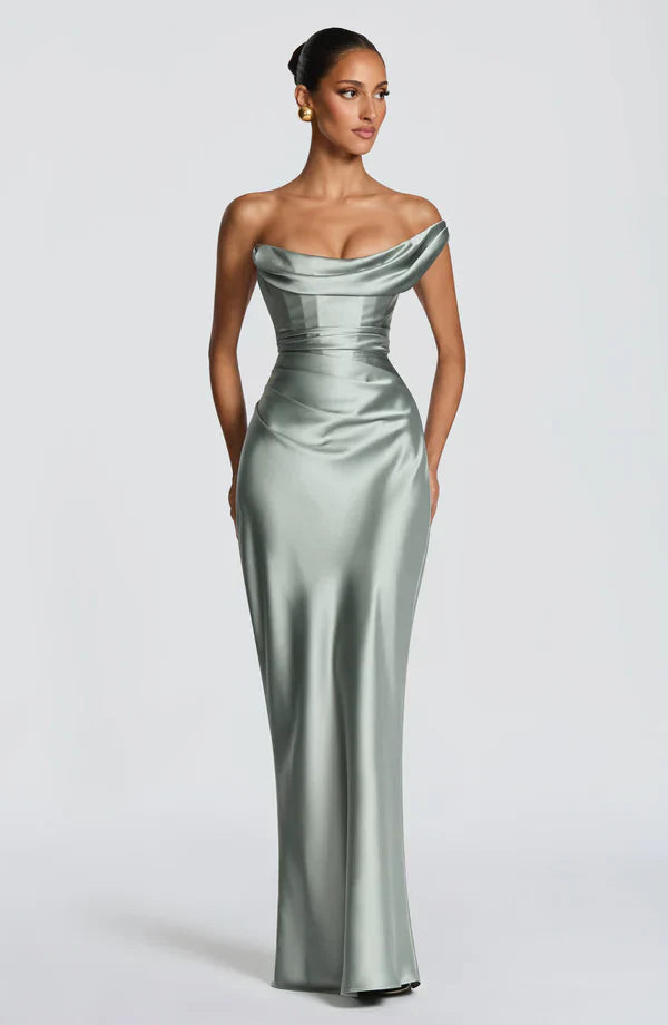 Asymmetrical Maxi Dress with Lace Up Back for Women