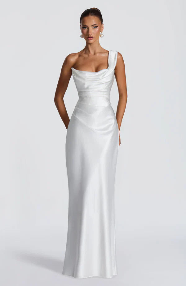 Asymmetrical Maxi Dress with Lace Up Back for Women