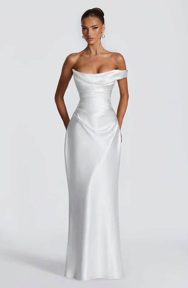 Asymmetrical Maxi Dress with Lace Up Back for Women