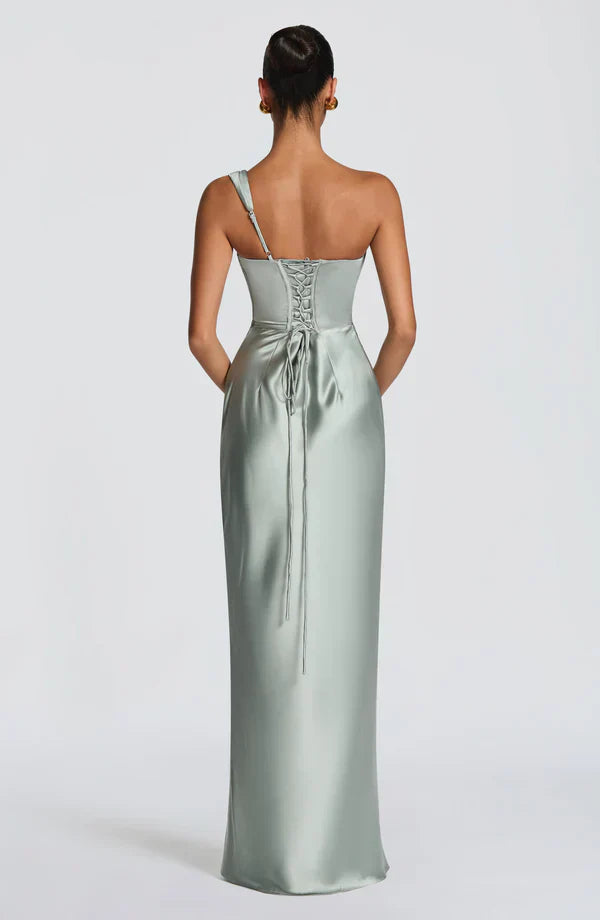 Asymmetrical Maxi Dress with Lace Up Back for Women