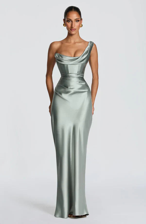 Asymmetrical Maxi Dress with Lace Up Back for Women
