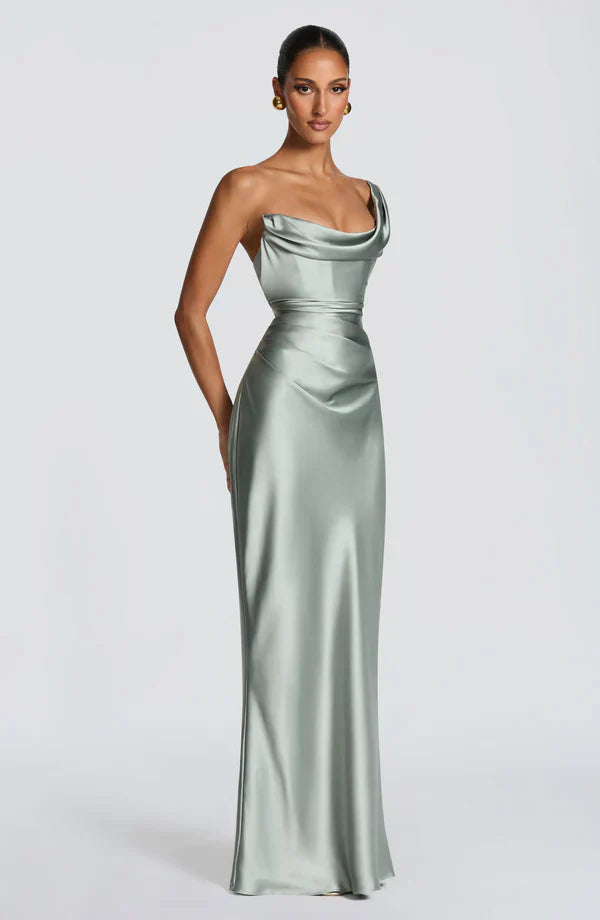 Asymmetrical Maxi Dress with Lace Up Back for Women