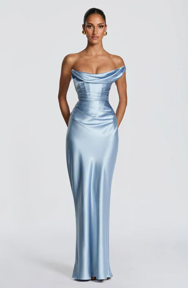 Asymmetrical Maxi Dress with Lace Up Back for Women