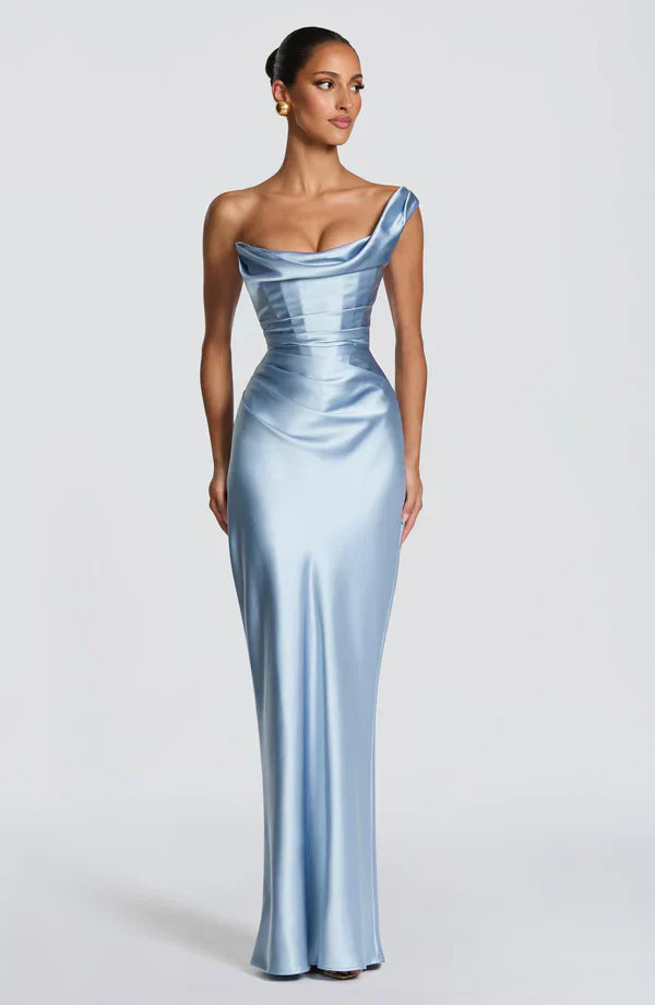 Asymmetrical Maxi Dress with Lace Up Back for Women