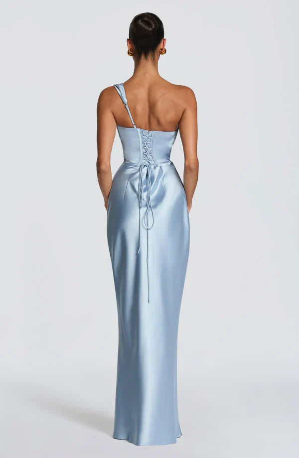 Asymmetrical Maxi Dress with Lace Up Back for Women