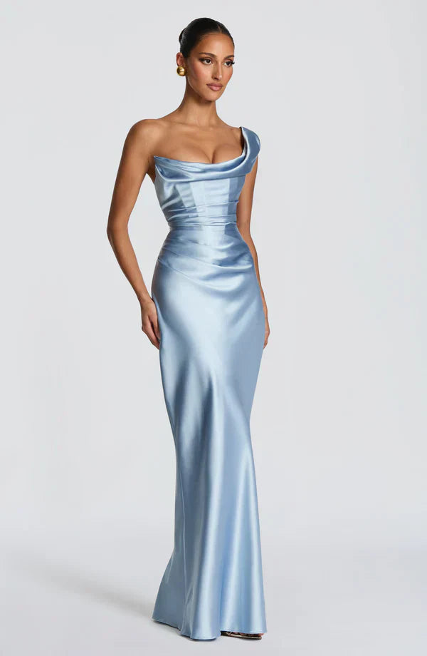 Asymmetrical Maxi Dress with Lace Up Back for Women