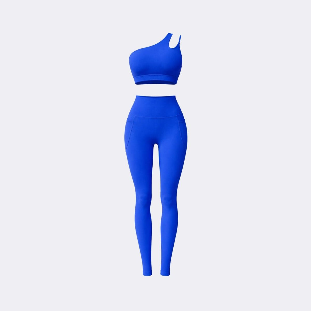 Two Piece Set One Shoulder Sports Bra High Waist Leggings Activewear Set