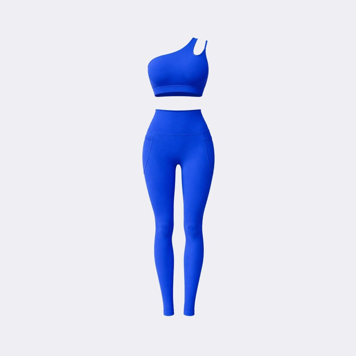 Two Piece Set One Shoulder Sports Bra High Waist Leggings Activewear Set