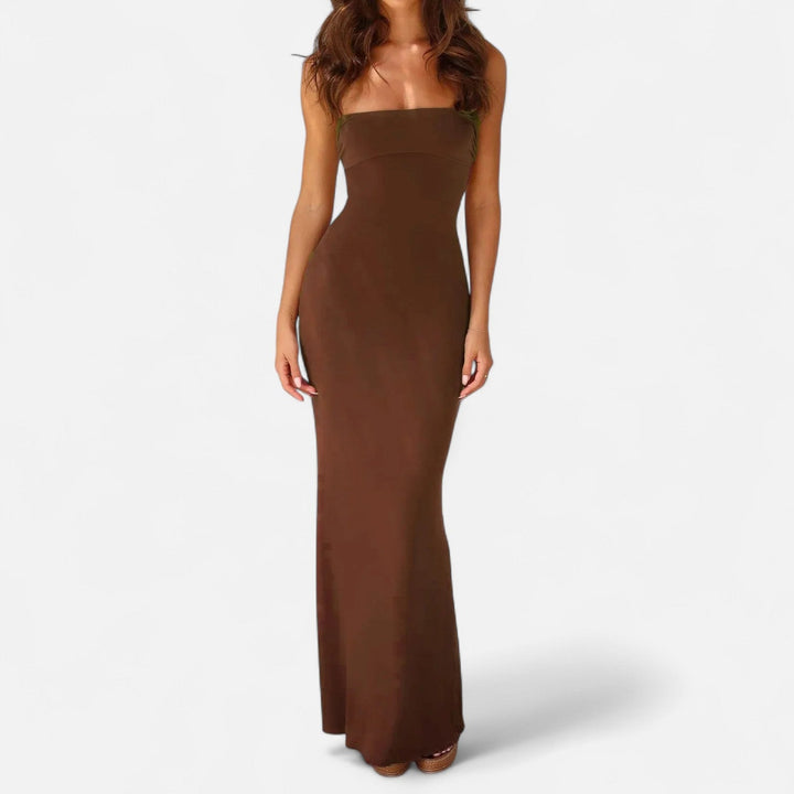 Maxi Dress Backless Draped Silhouette Elegant Evening Style