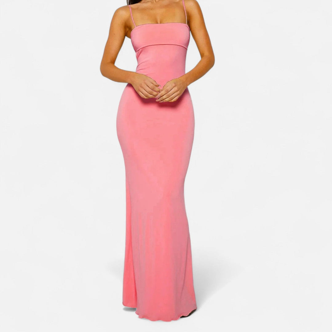 Maxi Dress Backless Draped Silhouette Elegant Evening Style