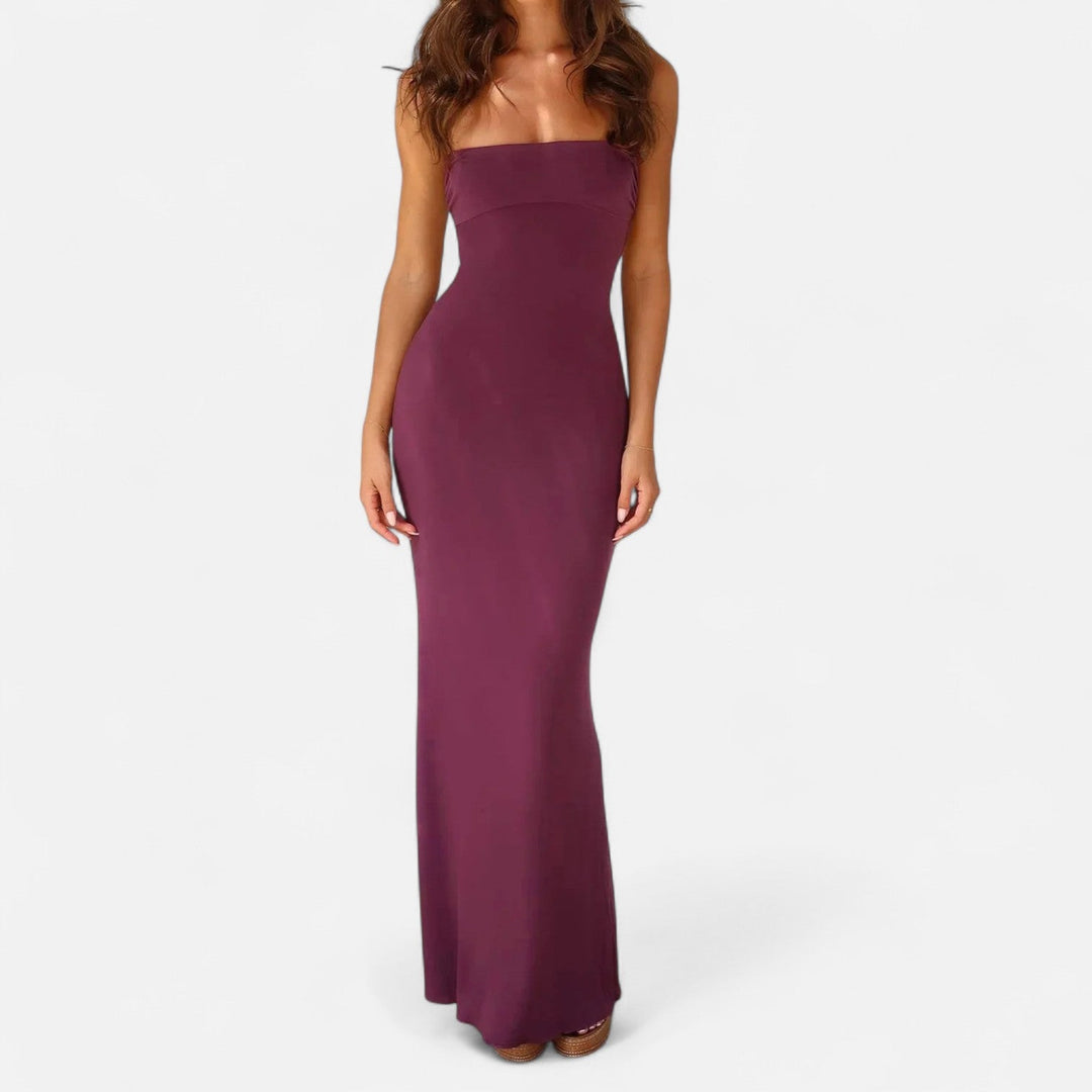 Maxi Dress Backless Draped Silhouette Elegant Evening Style