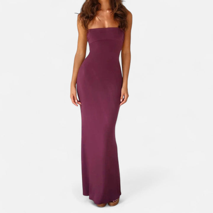 Maxi Dress Backless Draped Silhouette Elegant Evening Style