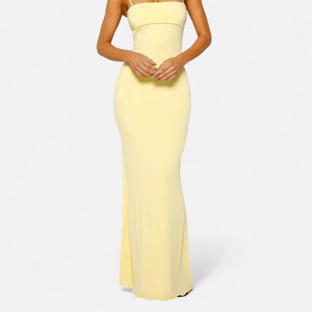 Maxi Dress Backless Draped Silhouette Elegant Evening Style