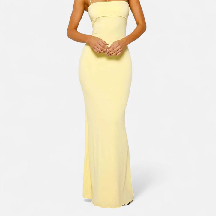 Maxi Dress Backless Draped Silhouette Elegant Evening Style