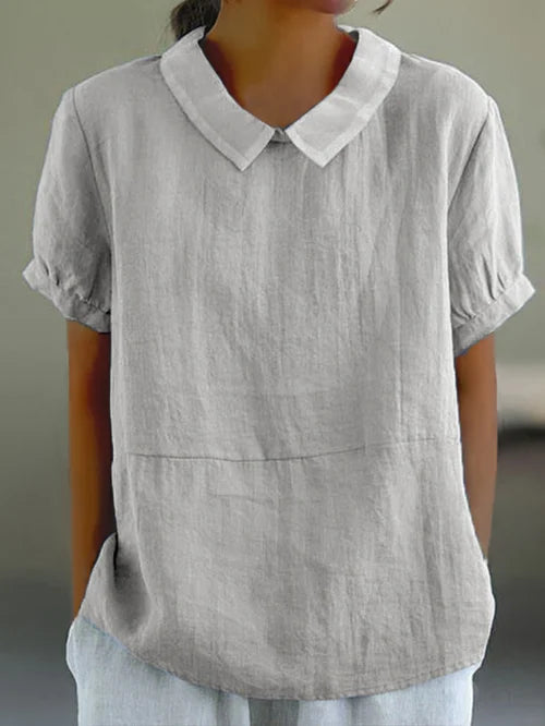 Blouse Short Sleeve Relaxed Fit Casual Everyday Style