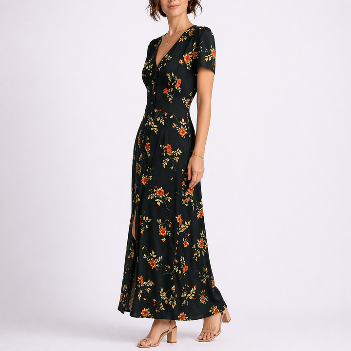 Midi Dress Floral Print Elegant Feminine Style
