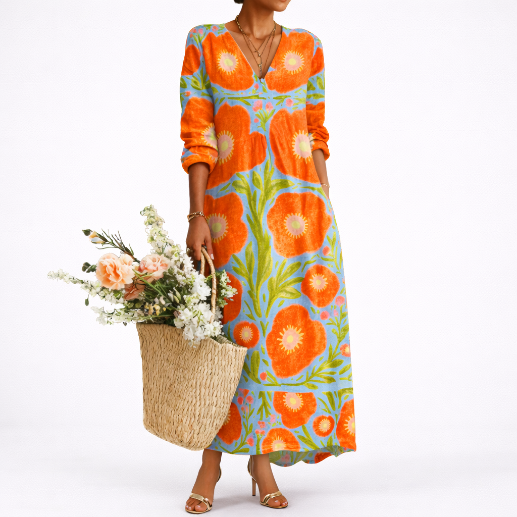 Maxi Dress Floral Print Elegant Flowing Silhouette Feminine Style