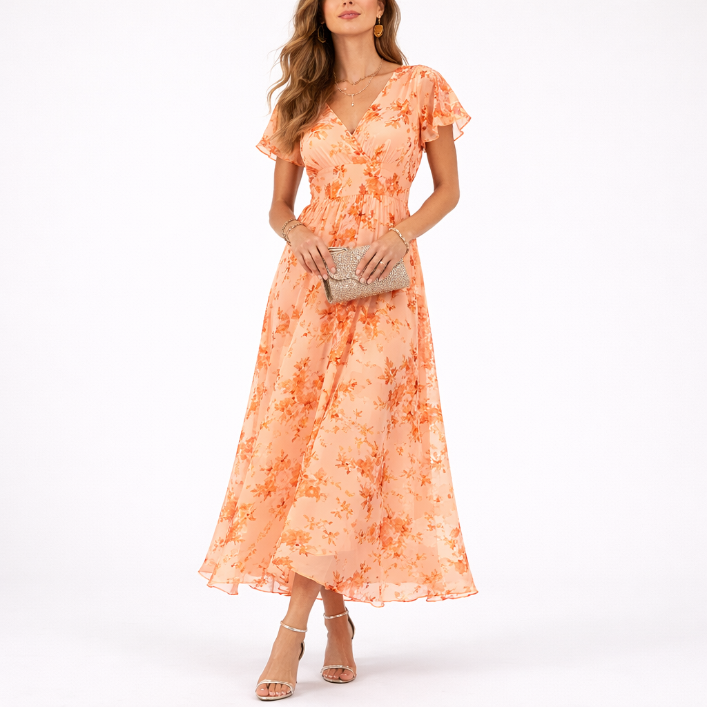 Maxi Dress Floral Print Elegant Flowy Silhouette Feminine Style