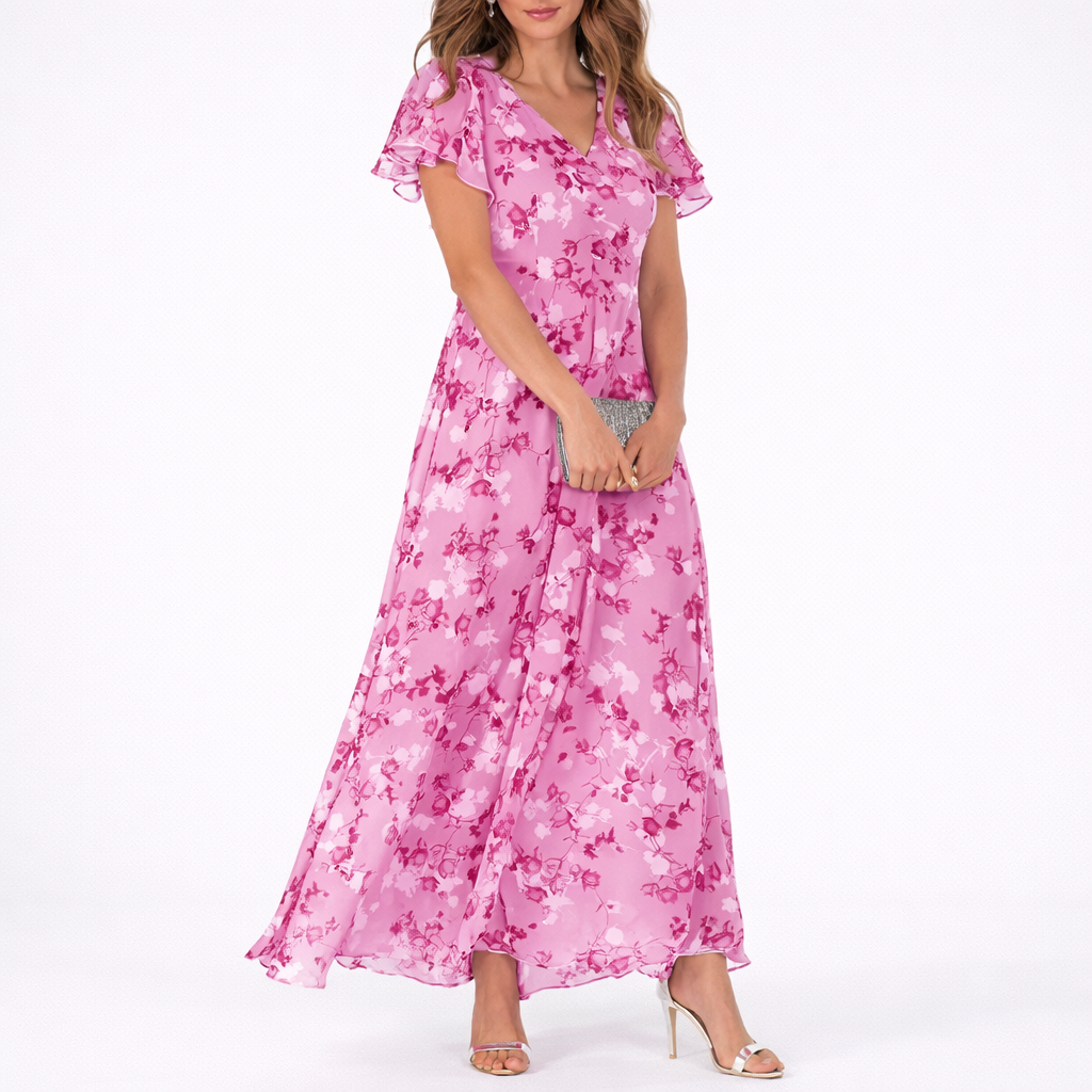 Maxi Dress Floral Print Elegant Flowy Silhouette Feminine Style