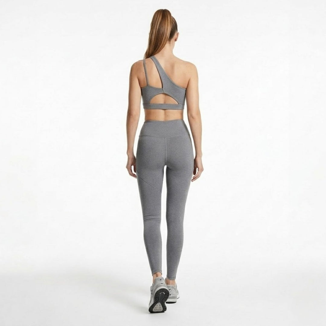 Two Piece Set One Shoulder Sports Bra High Waist Leggings Activewear Set
