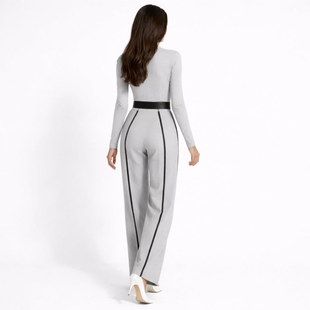 Tailored Wide Leg Jumpsuit with Belt – Elegant Modern Silhouette