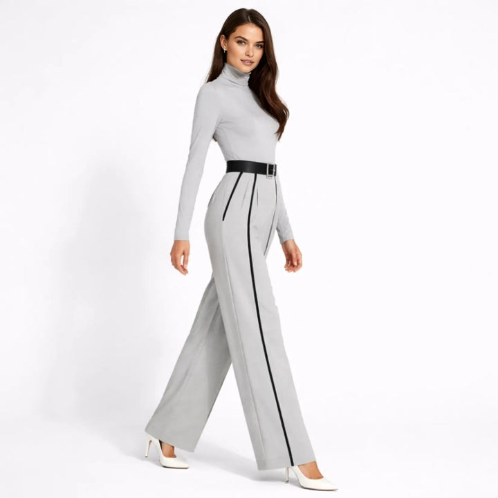 Tailored Wide Leg Jumpsuit with Belt – Elegant Modern Silhouette