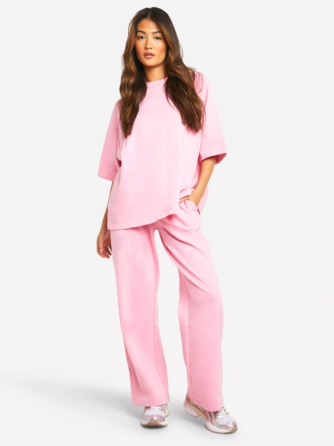 Two Piece Set Oversized Top Wide Leg Trousers Relaxed Summer Style