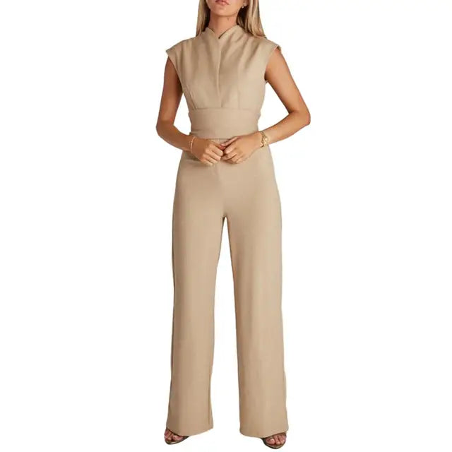 Jumpsuit V Neck Elegant Tailored Fit Evening Style