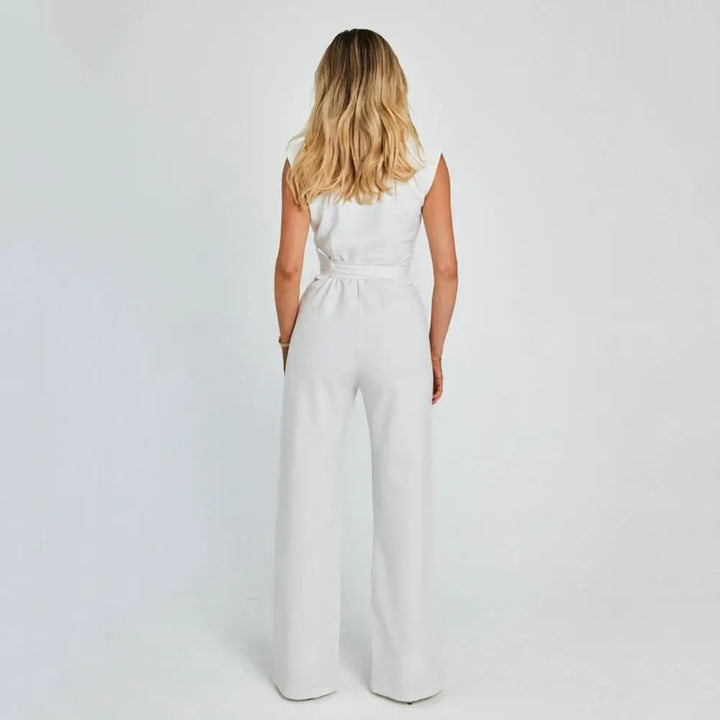 Jumpsuit V Neck Elegant Tailored Fit Evening Style