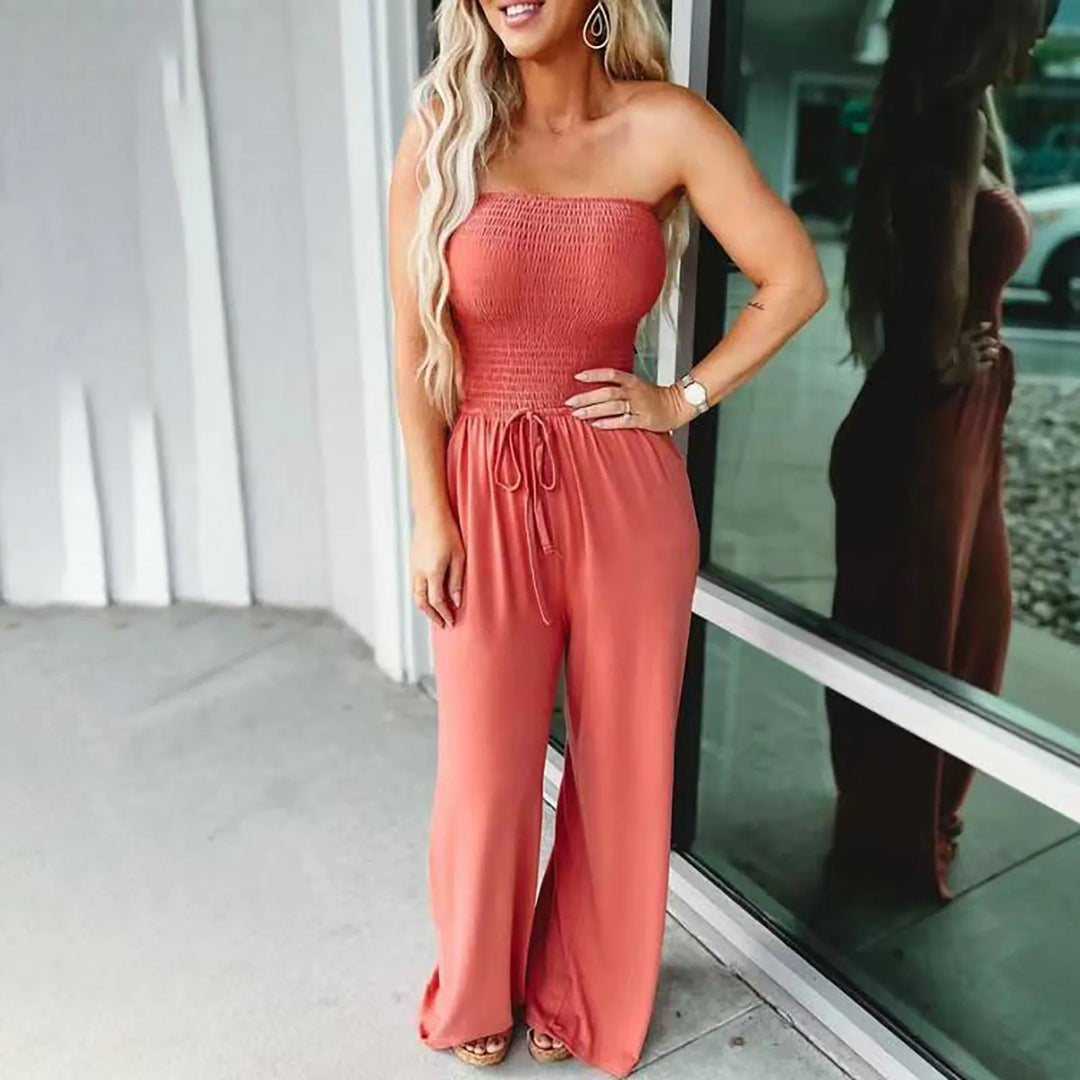 Strapless Jumpsuit Relaxed Fit Wide Leg Casual Summer Style