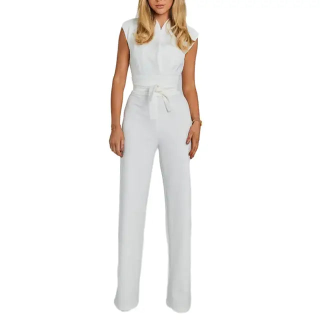 Jumpsuit V Neck Elegant Tailored Fit Evening Style