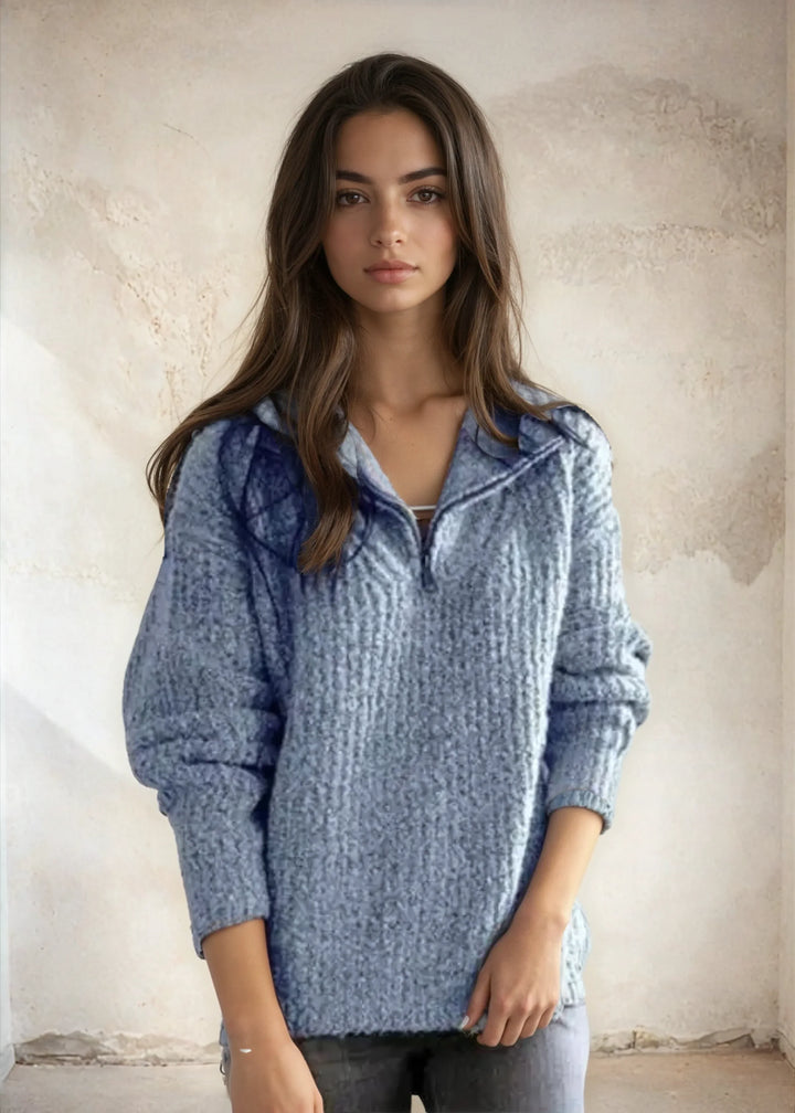 Womens V Neck Blouse with Long Sleeves and Relaxed Fit